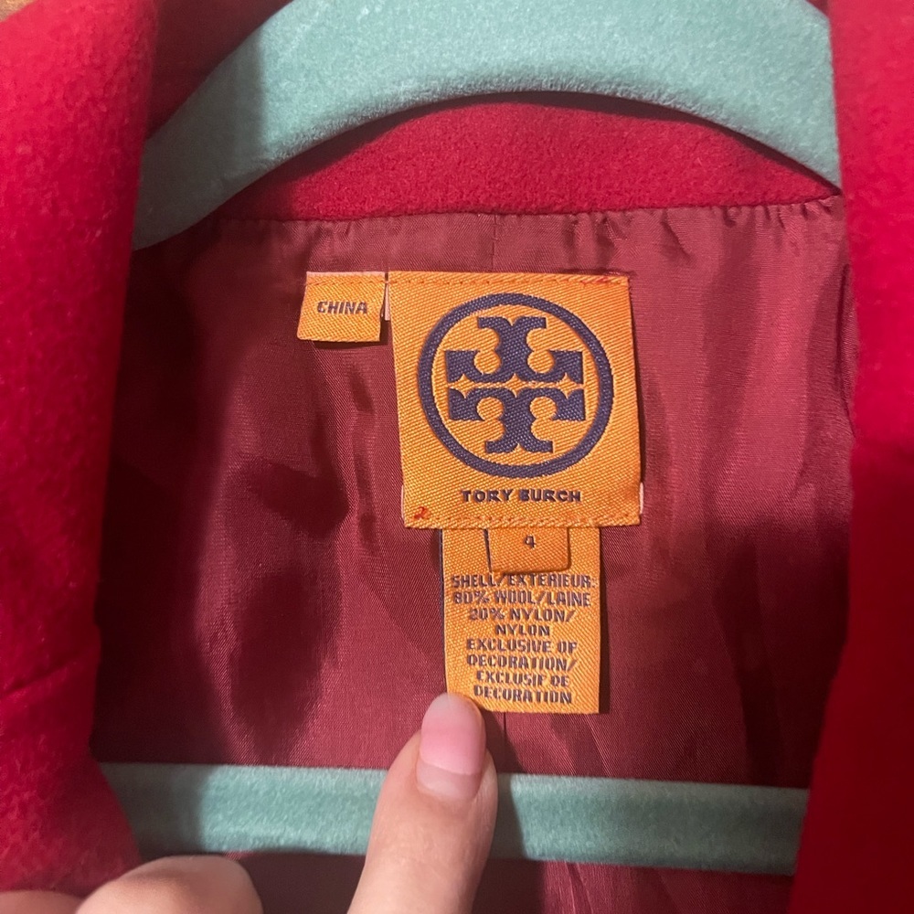 Tory Burch red pea coat - Picture 6 of 8
